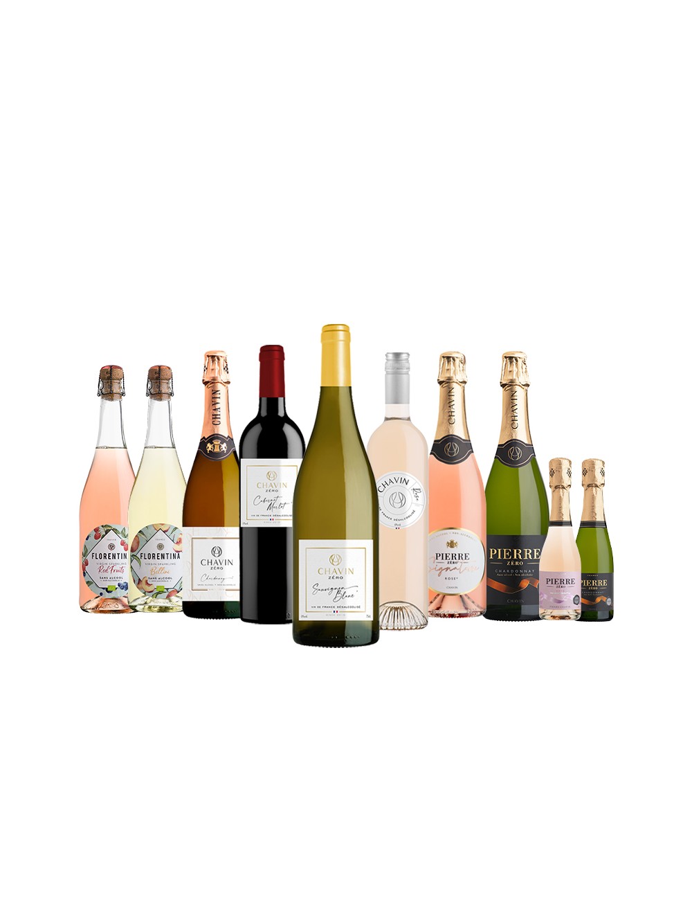 Pack de vin sans alcool et champagne sans alcool pour les femmes enceintes.