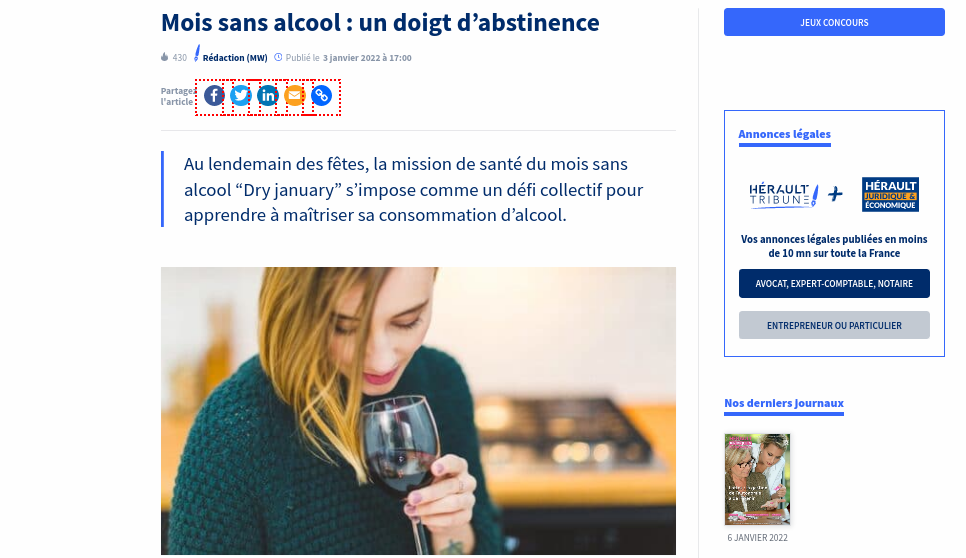 Abstinence avec l'alcool, Hérault juridique