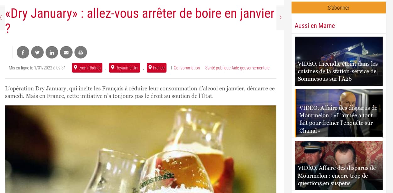 Ne plus boire d'alcool en janvier, L'Union