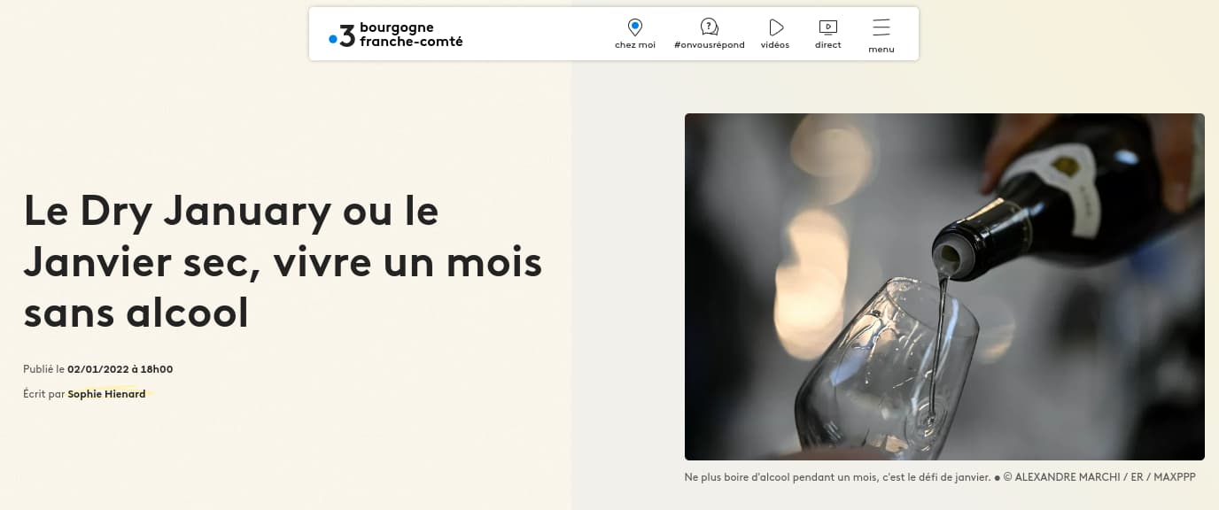 Janvier sec, sans alcool, France3