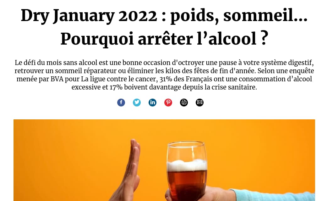 Arrêter l'alcool les bienfaits, Medisite
