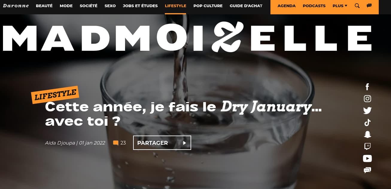 Témoignage sans alcool, madmoizelle